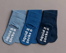 Load image into Gallery viewer, Squid Socks Colby - Non-Slip Baby Socks in Light Blue, Cobalt, Navy
