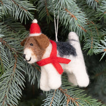 Load image into Gallery viewer, The Winding Road Ornament Holiday Dog with Red Scarf