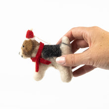 Load image into Gallery viewer, The Winding Road Ornament Holiday Dog with Red Scarf
