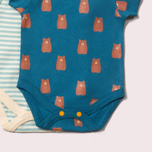 Load image into Gallery viewer, Little Green Radicals Teddy Bears Organic Baby Bodysuit Set 2 Pack
