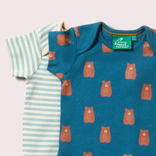 Load image into Gallery viewer, Little Green Radicals Teddy Bears Organic Baby Bodysuit Set 2 Pack