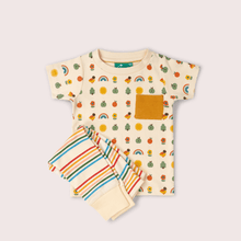 Load image into Gallery viewer, Little Green Radicals Vintage Rainbows Organic T Shirt & Jogger Playset