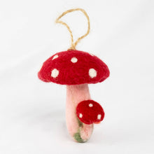 Load image into Gallery viewer, The Winding Road Ornament - Felt Red Spotted Mushroom