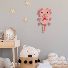 Load image into Gallery viewer, Popclox Axolotl Pendulum Clock - Wood