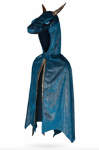 Load image into Gallery viewer, Great Pretenders Starry Night Dragon Teal/Gold Cape