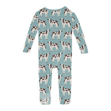 Load image into Gallery viewer, Kickee Pants Print Convertible Sleeper with Zipper in Jade Cows 👉 ONLINE ONLY
