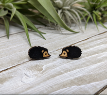 Load image into Gallery viewer, Unpossible Cuts Hedgehog Earrings -Black Wood