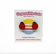 Load image into Gallery viewer, Unpossible Cuts Ladybug Stud Earrings
