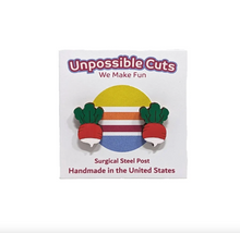 Load image into Gallery viewer, Unpossible Cuts Radish Stud Food Earrings -Wood Handmade