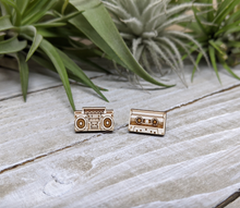 Load image into Gallery viewer, Unpossible Cuts Boombox Tape Earrings -White Wood