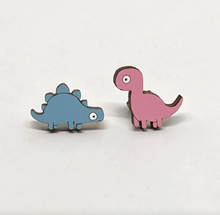 Load image into Gallery viewer, Unpossible Cuts Brontosaurus & Stegosaurus Dinosaur Handmade Stud Earrings