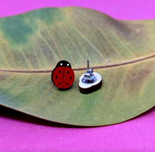 Load image into Gallery viewer, Unpossible Cuts Ladybug Stud Earrings