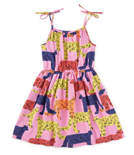 Load image into Gallery viewer, Tea Collection Tie Shoulder Twirl Dress Bright Jaguars Size 7 Years