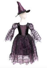 Load image into Gallery viewer, Great Pretenders Amethyst Spider Witch Dress & Hat