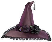 Load image into Gallery viewer, Great Pretenders Amethyst Spider Witch Hat 3+
