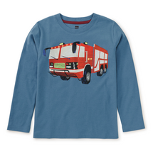 Load image into Gallery viewer, Tea Collection Firetruck Graphic Tee Coronet Blue Size 8 Years