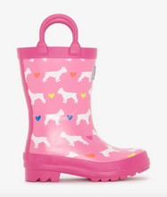 Load image into Gallery viewer, Hatley French Bulldogs Rain Boots Aurora Pink