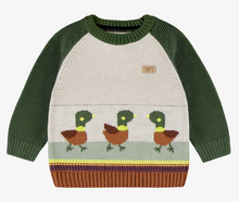 Load image into Gallery viewer, Souris Mini Green Knit Sweater With Duck Jacquard Pattern