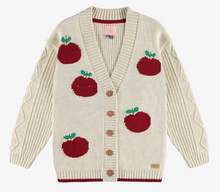 Load image into Gallery viewer, Souris Mini Beige Knitted Vest Relax Fit With Jacquard Print Of Red Apples