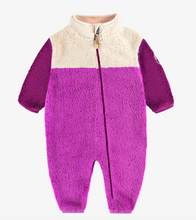 Load image into Gallery viewer, Souris Mini Purple Sherpa One Piece With Color Block And High Collar Size 9-12m