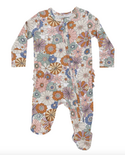 Load image into Gallery viewer, Angel Dear 2 Way Zipper Ruffle Back Footie Brighton Floral Size 12-18m