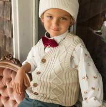 Load image into Gallery viewer, Souris Mini Cream Reindeer Shirt in Peach-Skin-Effect Cotton Poplin