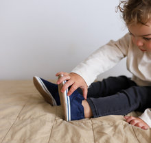 Load image into Gallery viewer, Robeez Liam Basic Soft Soles Navy