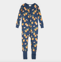 Load image into Gallery viewer, Petit Lem Oranges on Blue Convertible Sleeper Size 24m