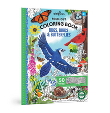 Load image into Gallery viewer, Eeboo Bugs, Birds, & Butterflies Fold-Out Coloring Book