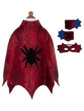 Load image into Gallery viewer, Great Pretenders Spider Cape Set With Mask And Cuffs Size 3-4