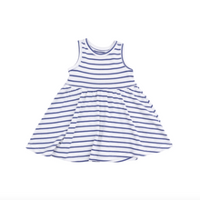 Load image into Gallery viewer, Angel Dear Stripe Vintage Navy Tank Dress And Bloomer (2T-4T Dress Only)