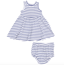 Load image into Gallery viewer, Angel Dear Stripe Vintage Navy Tank Dress And Bloomer (2T-4T Dress Only)