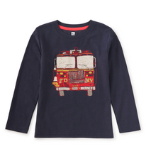 Load image into Gallery viewer, Tea Collection Fire Truck Graphic Tee Indigo
