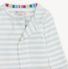 Load image into Gallery viewer, Magnetic Me Blue Stripe Organic Cotton Magnetic Footie