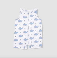 Load image into Gallery viewer, Angel Dear Sleeveless Shortie Romper Bubbly Sailor Whales Blue