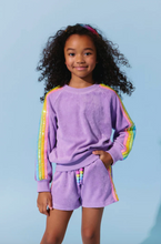 Load image into Gallery viewer, Lola And The Boys Lavender Rainbow Sequin Stripe Short Set