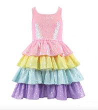 Load image into Gallery viewer, Lola And The Boys Rainbow Sequin Tiered Dream Dress