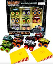 Load image into Gallery viewer, Crazy Truck Die Cast Pull Back Trucks 10 Piece Set