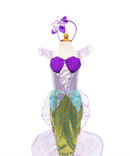 Laden Sie das Bild in den Galerie-Viewer, Great Pretenders Blau/Lila Meerjungfrauenkleid mit Kopfschmuck