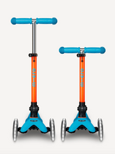 Load image into Gallery viewer, Micro Kickboard Mini Deluxe Foldable Neon Sunset Orange/Aqua LED
