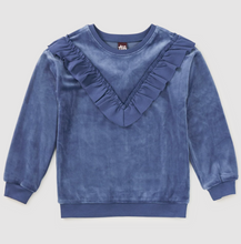 Load image into Gallery viewer, Tea Collection Velour Ruffle Tunic, Naval Blue
