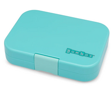 Load image into Gallery viewer, Yumbox Panino 4 Compartments Misty Aqua Rainbow Tray