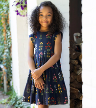 Load image into Gallery viewer, Pink Chicken Girls Peachy Dress Navy Field Floral Size 8 Years