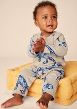 Load image into Gallery viewer, Tea Collection Long Sleeve Pocket Baby Romper T-Rex In Marble