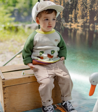 Load image into Gallery viewer, Souris Mini Green Knit Sweater With Duck Jacquard Pattern