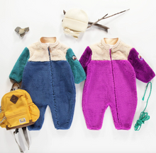 Load image into Gallery viewer, Souris Mini Purple Sherpa One Piece With Color Block And High Collar Size 9-12m