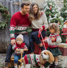 Load image into Gallery viewer, Souris Mini Knit Sweater with Colorful Holiday Pattern Size 9-12m