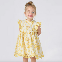 Load image into Gallery viewer, Pink Chicken Baby Girls Cynthia Dress Set Bright Yellow Eyelet Size 6/12m