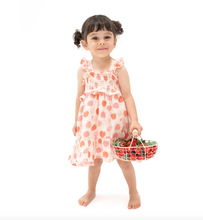 Load image into Gallery viewer, Angel Dear Smocked Ruffle Sundress & Diaper Cover Strawberry Bliss