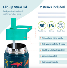 Load image into Gallery viewer, Wildkin Jurassic Dinosaur 14 oz Stainless Steel Water Bottle